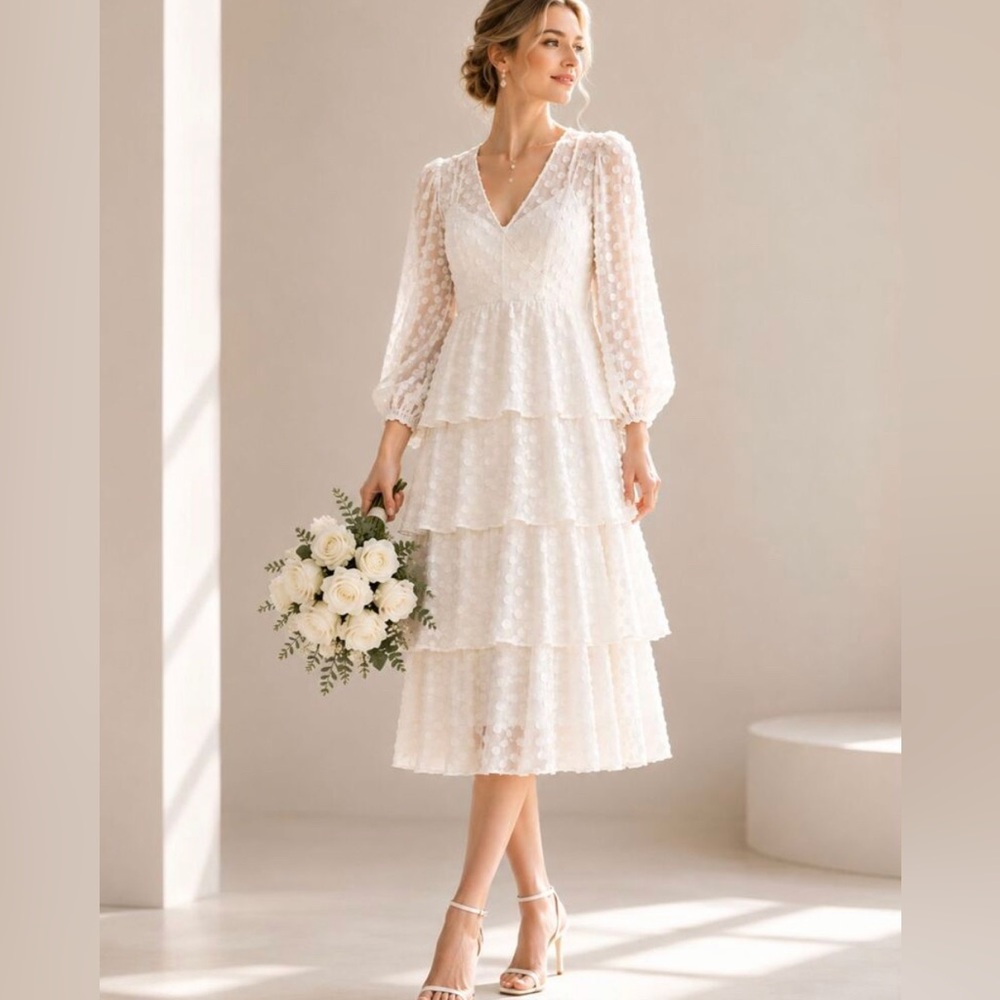 ZIMMERMANN Tiered appliquéd georgette midi dress